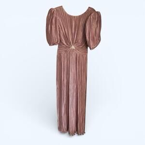 George F. Couture Vintage Pleated Maxi Dress Lillie Rubin Pink sz 6
